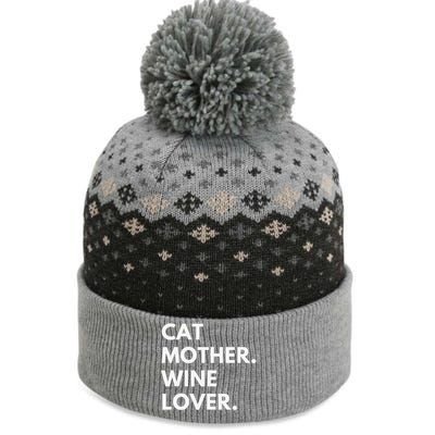 Cat Mother Wine Lover Funny Cat Owner The Baniff Cuffed Pom Beanie