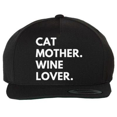 Cat Mother Wine Lover Funny Cat Owner Wool Snapback Cap