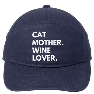 Cat Mother Wine Lover Funny Cat Owner 7-Panel Snapback Hat