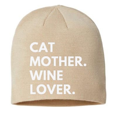 Cat Mother Wine Lover Funny Cat Owner Sustainable Beanie