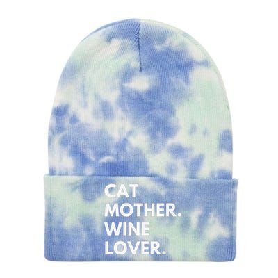 Cat Mother Wine Lover Funny Cat Owner Tie Dye 12in Knit Beanie