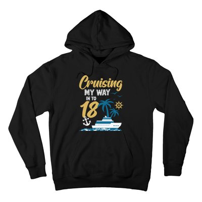 Cruising My Way Into 18th Birthday Cruise 18 Years Old Hoodie