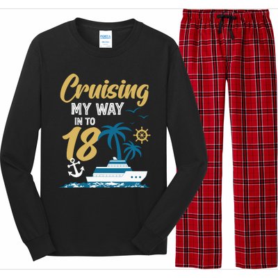 Cruising My Way Into 18th Birthday Cruise 18 Years Old Long Sleeve Pajama Set