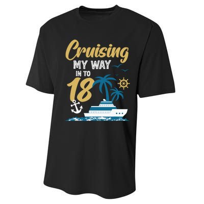 Cruising My Way Into 18th Birthday Cruise 18 Years Old Performance Sprint T-Shirt