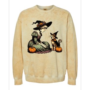 Cat Mom Witch Pumpkin Cat Halloween Women Halloween Colorblast Crewneck Sweatshirt