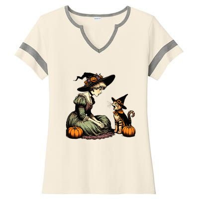 Cat Mom Witch Pumpkin Cat Halloween Women Halloween Ladies Halftime Notch Neck Tee