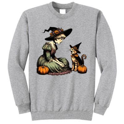 Cat Mom Witch Pumpkin Cat Halloween Women Halloween Tall Sweatshirt