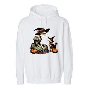 Cat Mom Witch Pumpkin Cat Halloween Women Halloween Garment-Dyed Fleece Hoodie