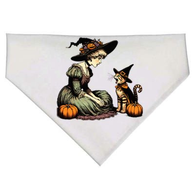 Cat Mom Witch Pumpkin Cat Halloween Women Halloween USA-Made Doggie Bandana