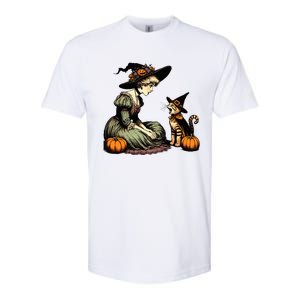 Cat Mom Witch Pumpkin Cat Halloween Women Halloween Softstyle CVC T-Shirt