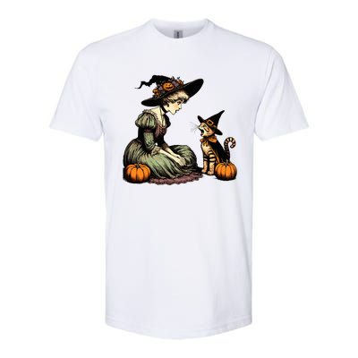 Cat Mom Witch Pumpkin Cat Halloween Women Halloween Softstyle CVC T-Shirt