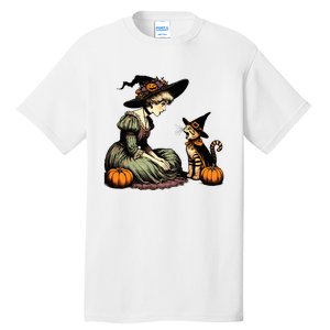 Cat Mom Witch Pumpkin Cat Halloween Women Halloween Tall T-Shirt