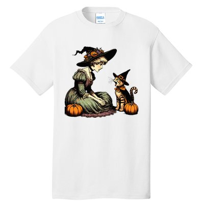 Cat Mom Witch Pumpkin Cat Halloween Women Halloween Tall T-Shirt