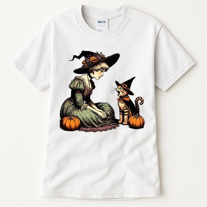 Cat Mom Witch Pumpkin Cat Halloween Women Halloween Tall T-Shirt