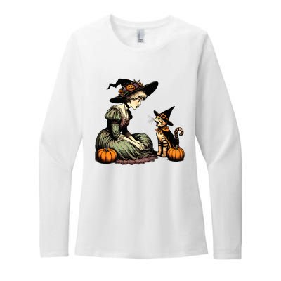 Cat Mom Witch Pumpkin Cat Halloween Women Halloween Womens CVC Long Sleeve Shirt