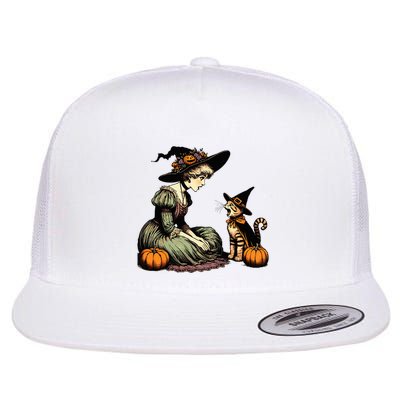 Cat Mom Witch Pumpkin Cat Halloween Women Halloween Flatbill Hat