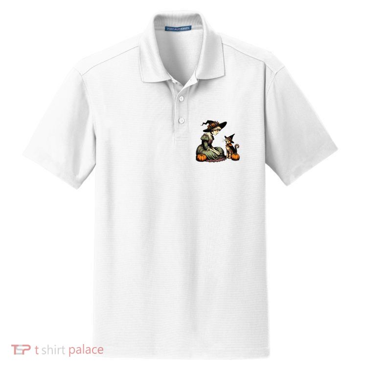 Cat Mom Witch Pumpkin Cat Halloween Women Halloween Dry Zone Grid Polo