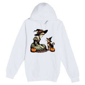 Cat Mom Witch Pumpkin Cat Halloween Women Halloween Premium Pullover Hoodie