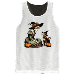 Cat Mom Witch Pumpkin Cat Halloween Women Halloween Mesh Reversible Basketball Jersey Tank