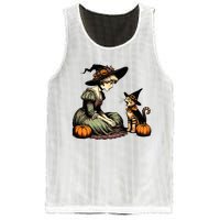 Cat Mom Witch Pumpkin Cat Halloween Women Halloween Mesh Reversible Basketball Jersey Tank