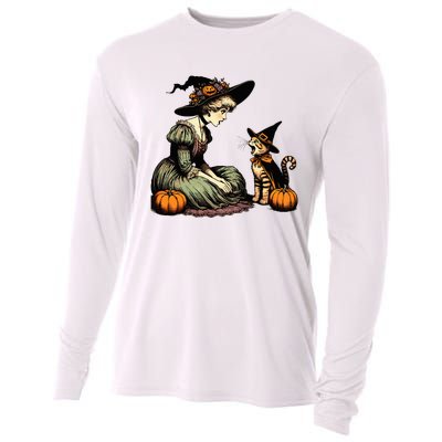 Cat Mom Witch Pumpkin Cat Halloween Women Halloween Cooling Performance Long Sleeve Crew