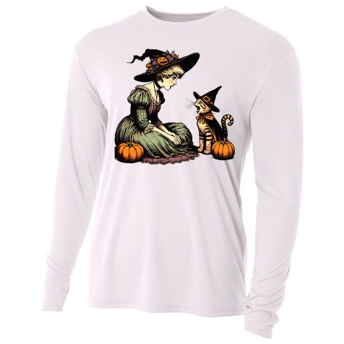 Cat Mom Witch Pumpkin Cat Halloween Women Halloween Cooling Performance Long Sleeve Crew