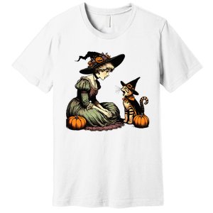 Cat Mom Witch Pumpkin Cat Halloween Women Halloween Premium T-Shirt