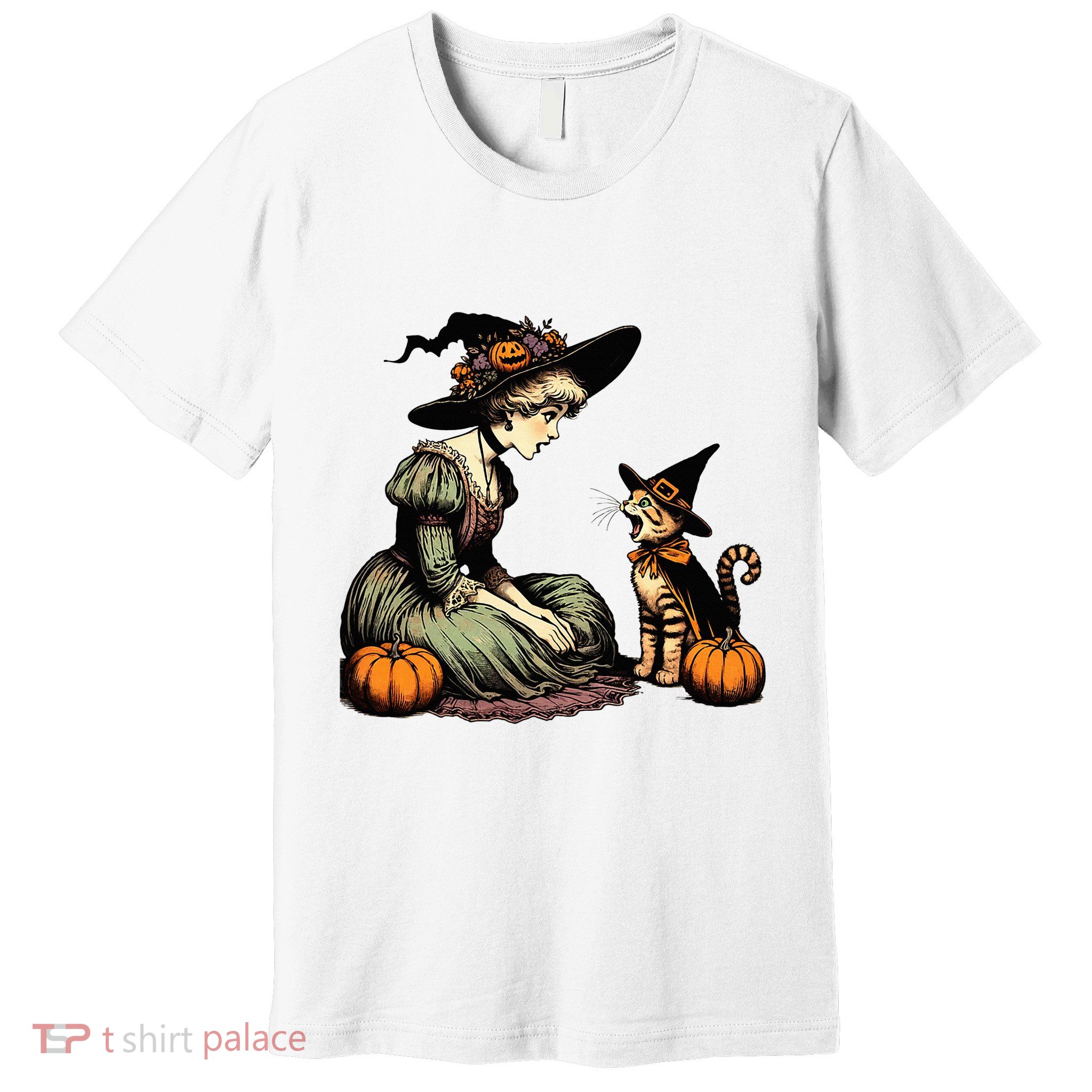 Cat Mom Witch Pumpkin Cat Halloween Women Halloween Premium T-Shirt