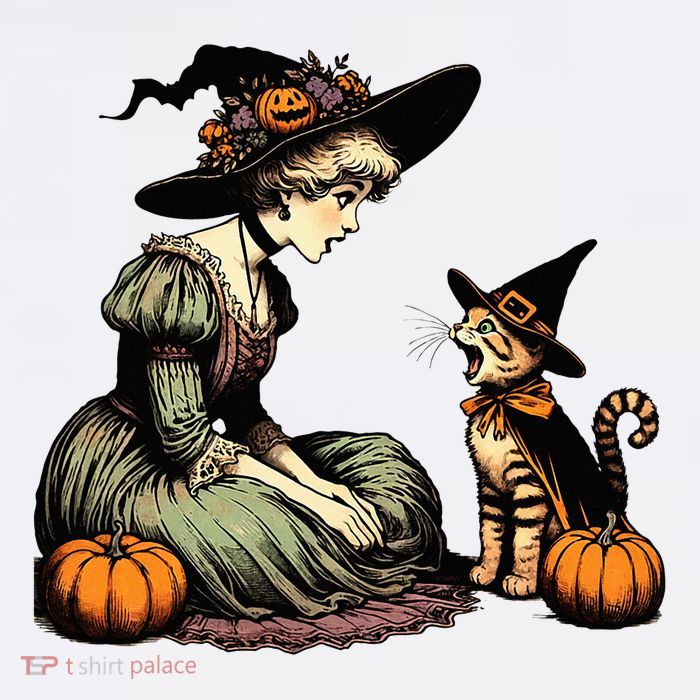 Cat Mom Witch Pumpkin Cat Halloween Women Halloween Premium T-Shirt