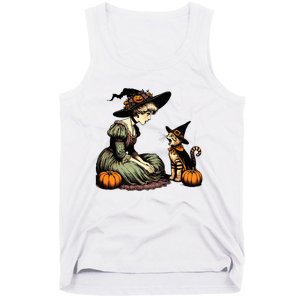 Cat Mom Witch Pumpkin Cat Halloween Women Halloween Tank Top