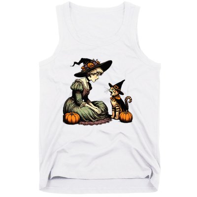 Cat Mom Witch Pumpkin Cat Halloween Women Halloween Tank Top