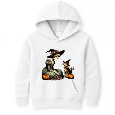 Cat Mom Witch Pumpkin Cat Halloween Women Halloween Kids Hoodie