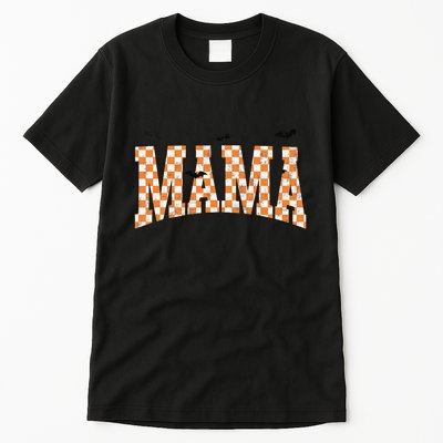 Checkerboard Mama With Spider Halloween Mama Spooky Vibes Gift Tall T-Shirt