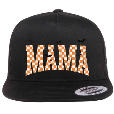 Checkerboard Mama With Spider Halloween Mama Spooky Vibes Gift Flatbill Hat