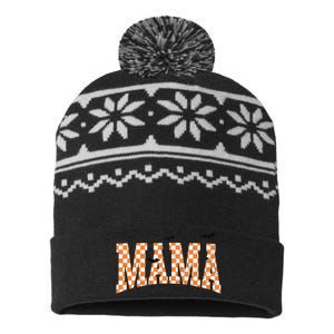 Checkerboard Mama With Spider Halloween Mama Spooky Vibes Gift USA-Made Snowflake Beanie