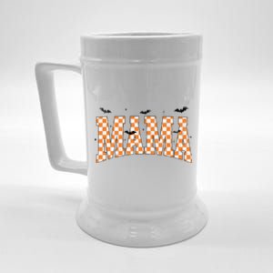 Checkerboard Mama With Spider Halloween Mama Spooky Vibes Gift Beer Stein