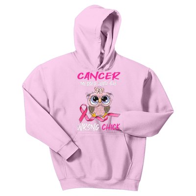 Cancer Messed With The Wrong Chick Cute Breast Cancer Gifts Kids Hoodie