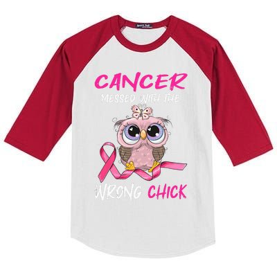 Cancer Messed With The Wrong Chick Cute Breast Cancer Gifts Kids Colorblock Raglan Jersey