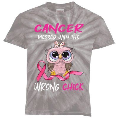 Cancer Messed With The Wrong Chick Cute Breast Cancer Gifts Kids Tie-Dye T-Shirt