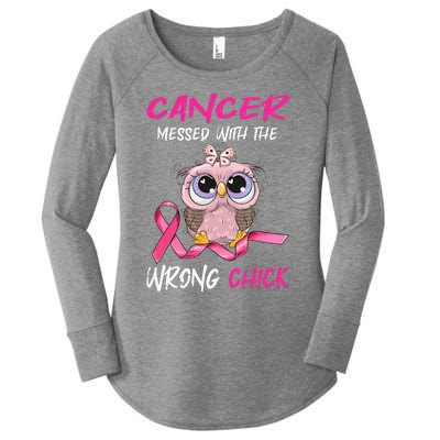 Cancer Messed With The Wrong Chick Cute Breast Cancer Gifts Women's Perfect Tri Tunic Long Sleeve Shirt