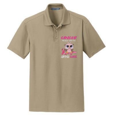 Cancer Messed With The Wrong Chick Cute Breast Cancer Gifts Dry Zone Grid Polo