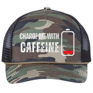 Charge Me With Caffeine Funny Coffee Lover Retro Rope Trucker Hat Cap