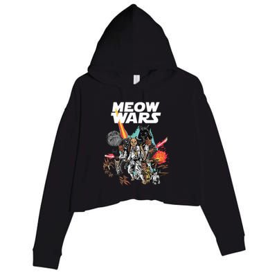 Cat Meow Wars Funny Cat Wars Cat Crop Fleece Hoodie