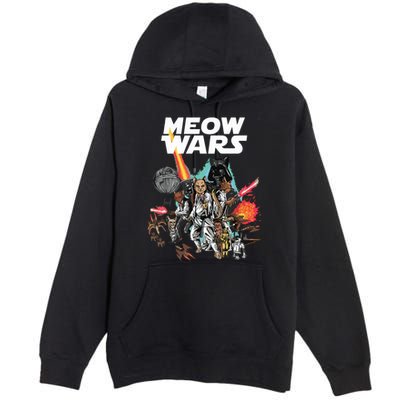 Cat Meow Wars Funny Cat Wars Cat Premium Pullover Hoodie