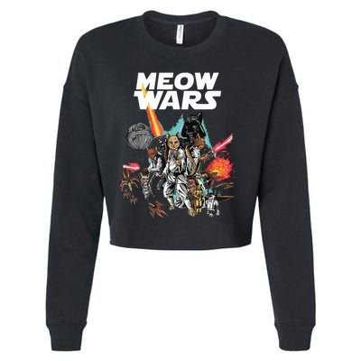 Cat Meow Wars Funny Cat Wars Cat Cropped Pullover Crew