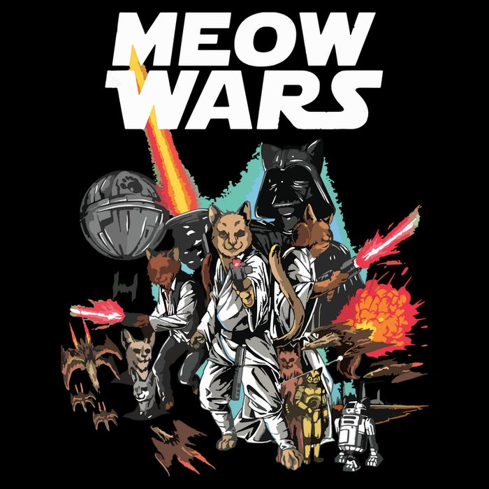 Cat Meow Wars Funny Cat Wars Cat Cropped Pullover Crew