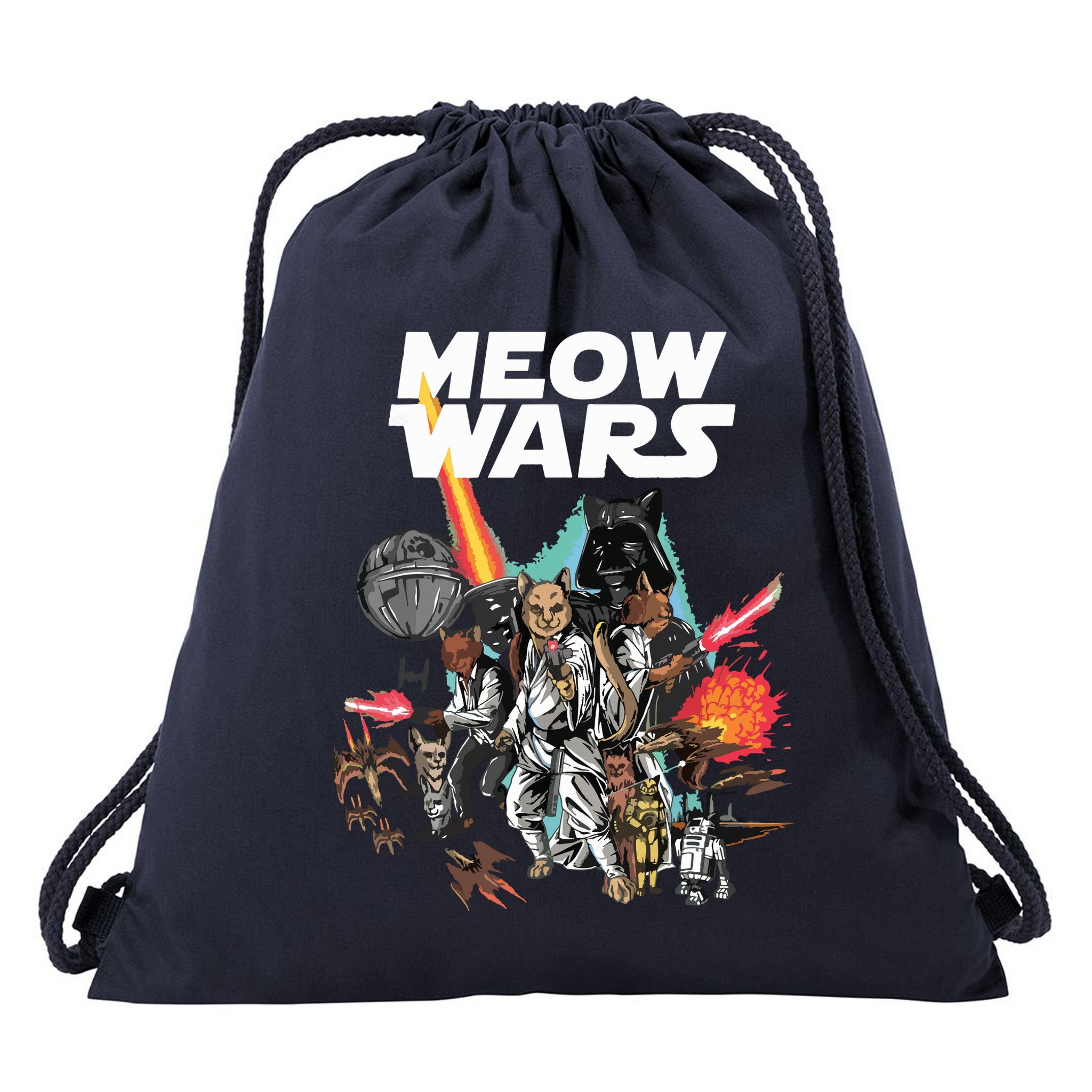 Cat Meow Wars Funny Cat Wars Cat Drawstring Bag