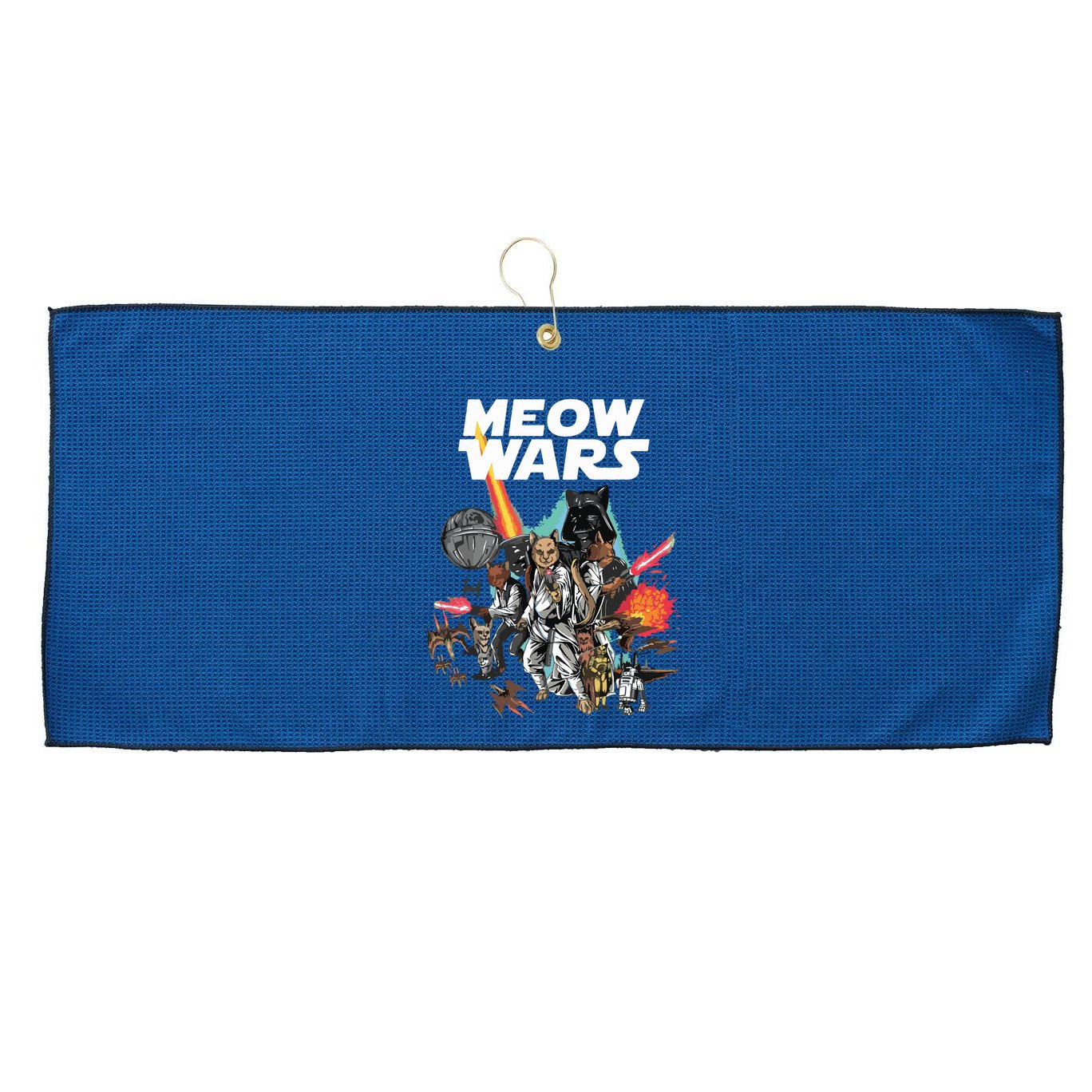 Cat Meow Wars Funny Cat Wars Cat Large Microfiber Waffle Golf Towel