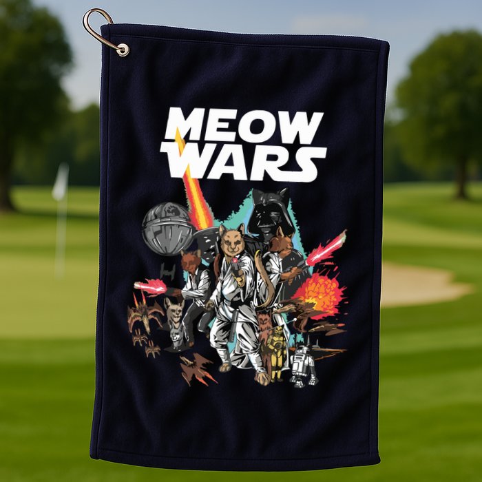 Cat Meow Wars Funny Cat Wars Cat Golf Towel