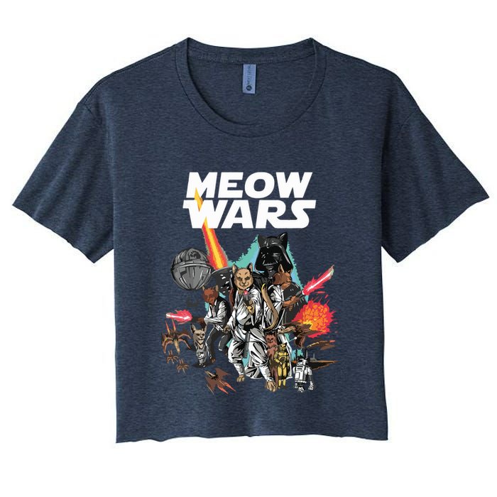 Cat Meow Wars Funny Cat Wars Cat Women's Crop Top Tee